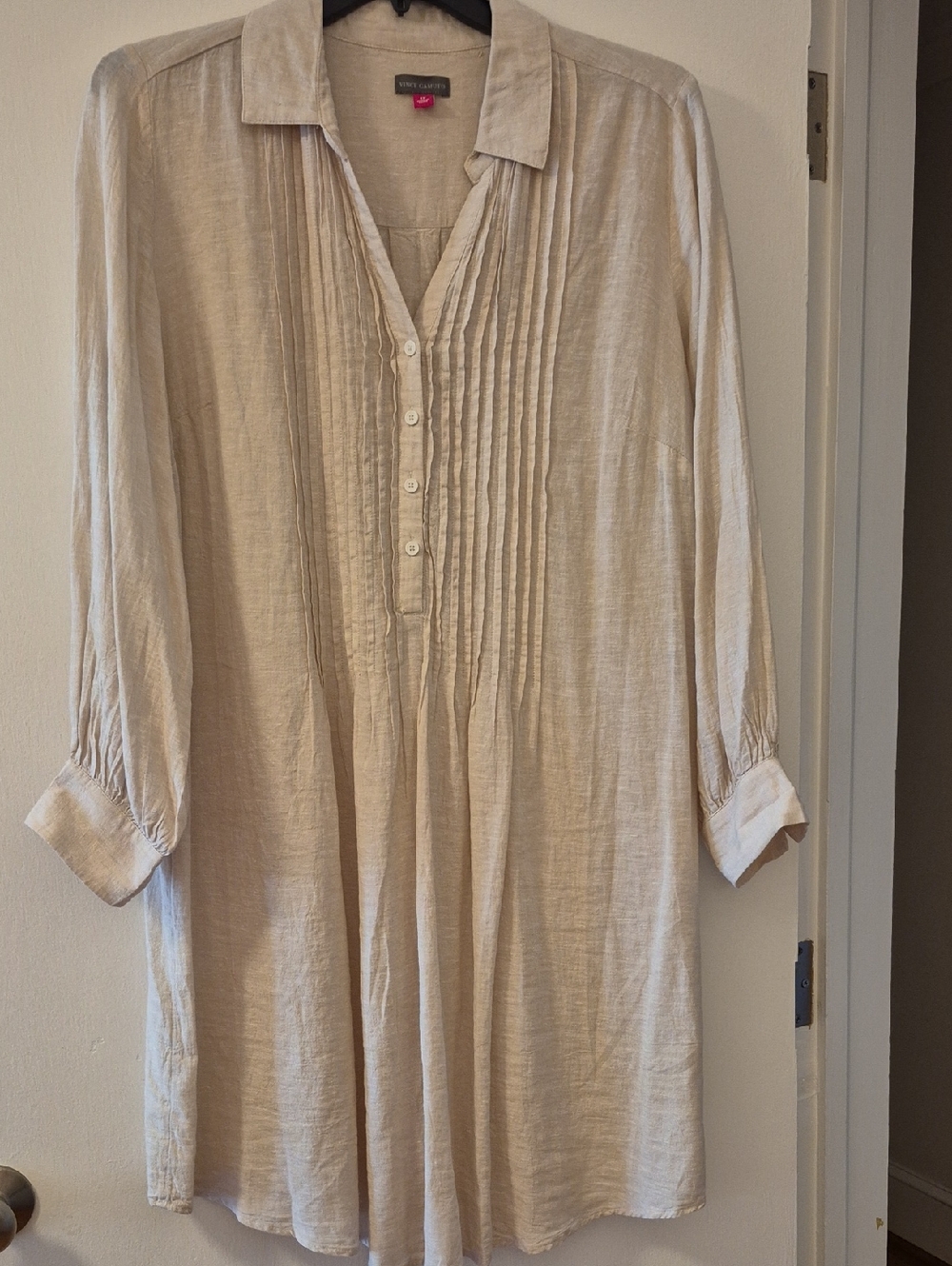 Vince Camuto Light Beige Pintuck Tunic Shirt Dress - Size 1X